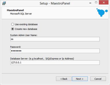 MaestroPanel SQL Server - sa