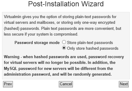 Virtualmin Password Storage