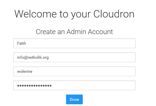 Cloudron Admin Setup